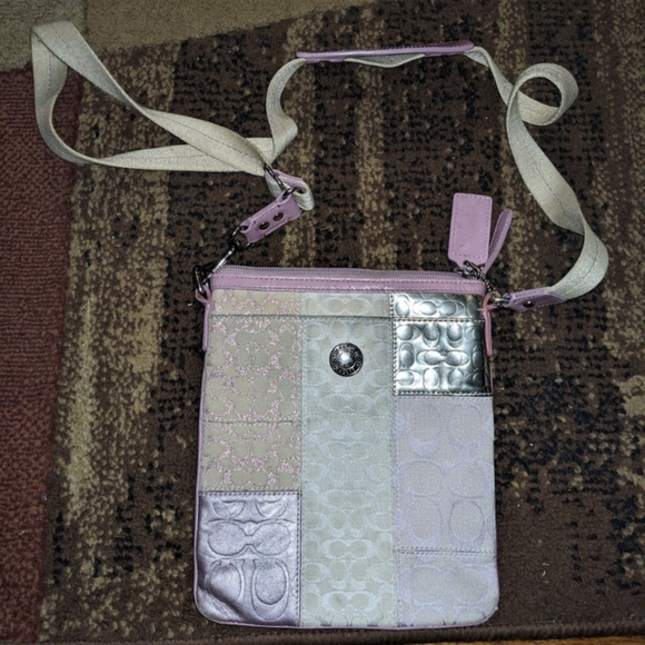 Coach Crossbody Bag Patchwork Pink Lavender Purple - Picture 1 of 4